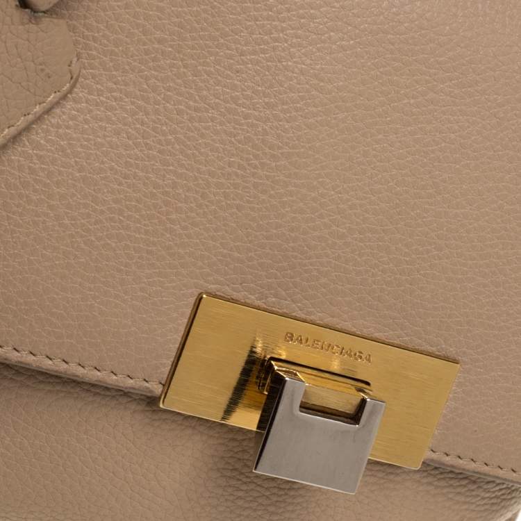 Pre Owned Balenciaga Beige Leather Le Dix Cartable Top Handle Bag