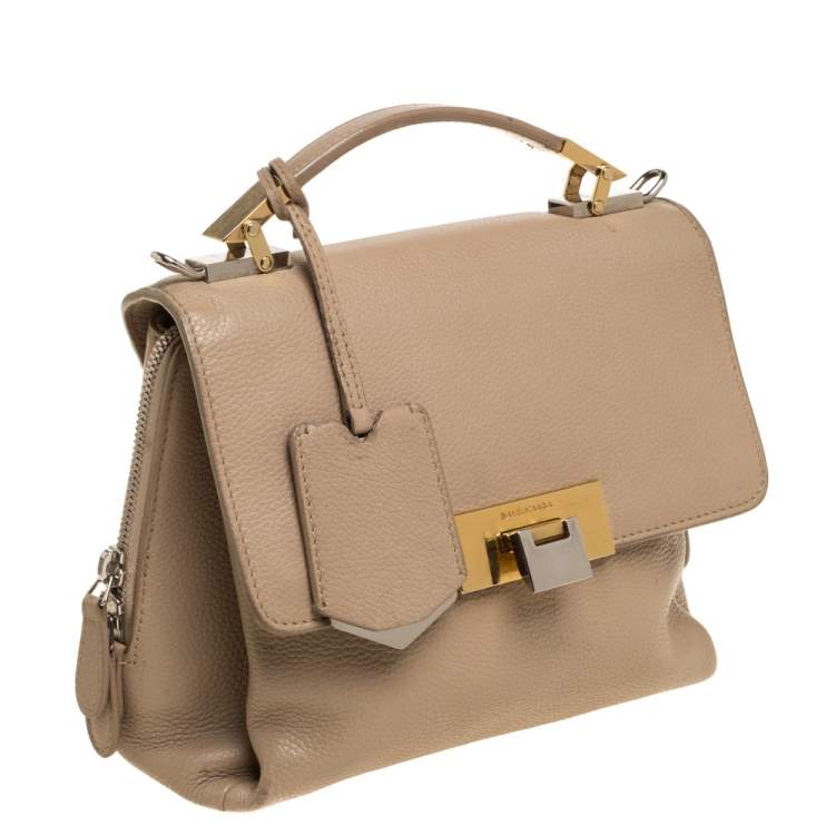 Pre Owned Balenciaga Beige Leather Le Dix Cartable Top Handle Bag