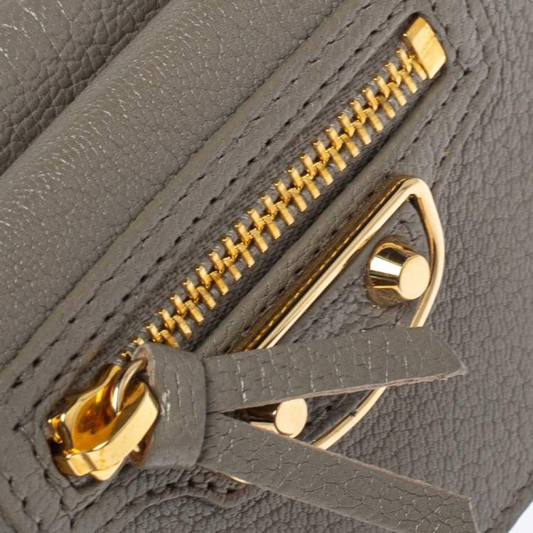مملوكة مسبقًا Balenciaga Gris Taupe Leather Mini Metallic Edge Wallet