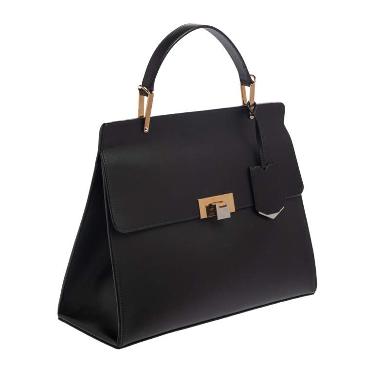 Pre Owned Balenciaga Black Leather Le Dix Cartable Top Handle Bag