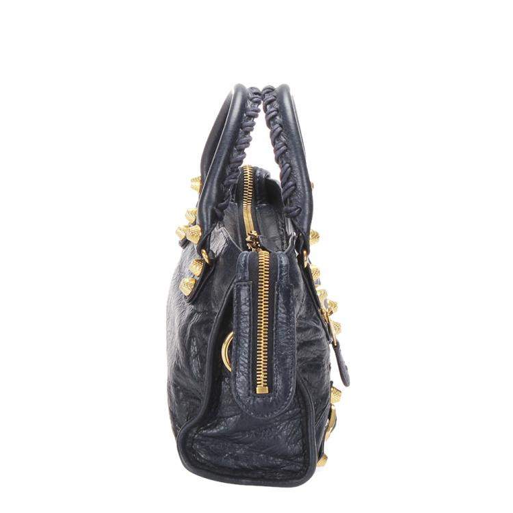 Pre Owned Balenciaga Blue Leather Motocross Classic City Satchel Bag