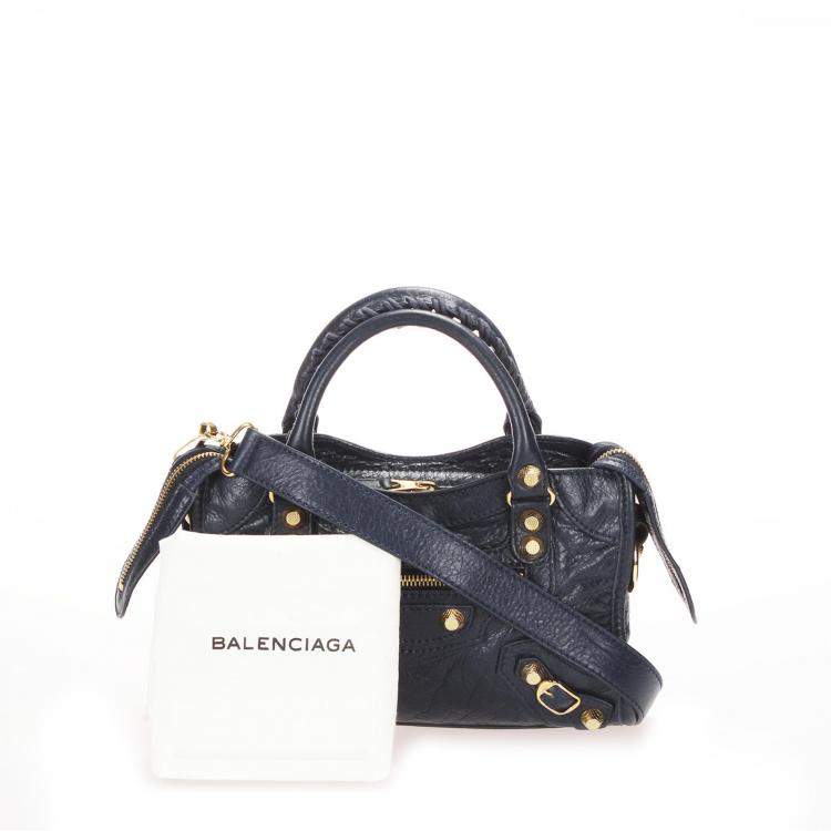 Pre Owned Balenciaga Blue Leather Motocross Classic City Satchel Bag