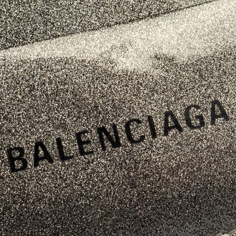 Pre Owned Balenciaga Metallic Glitter Patent Leather Everyday Card Holder 