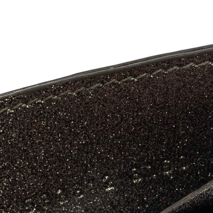 Pre Owned Balenciaga Metallic Glitter Patent Leather Everyday Card Holder 