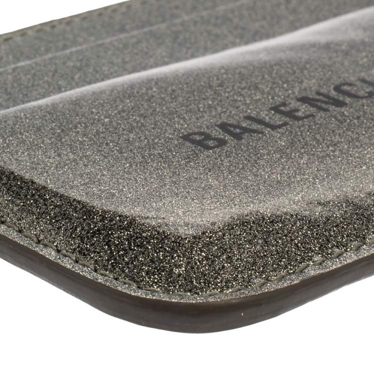 Pre Owned Balenciaga Metallic Glitter Patent Leather Everyday Card Holder 