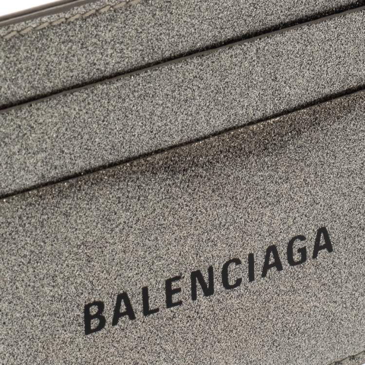 Pre Owned Balenciaga Metallic Glitter Patent Leather Everyday Card Holder 