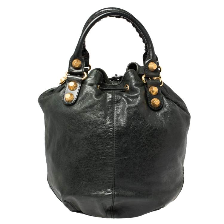 Pre Owned Balenciaga Pine Leather GGH Pompon Hobo