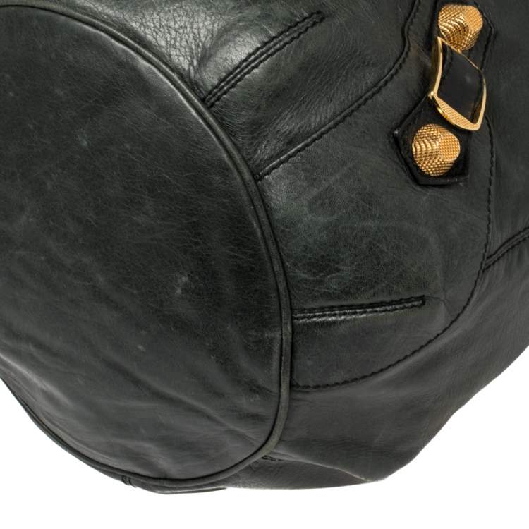 Pre Owned Balenciaga Pine Leather GGH Pompon Hobo