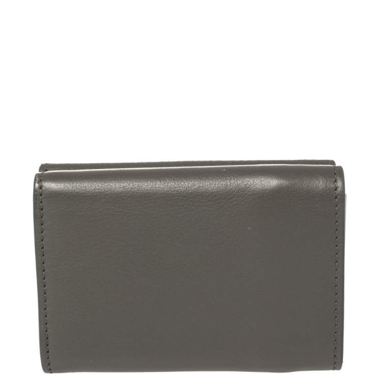 Pre Owned Balenciaga Gris Pyrite Leather Mini Papier Wallet