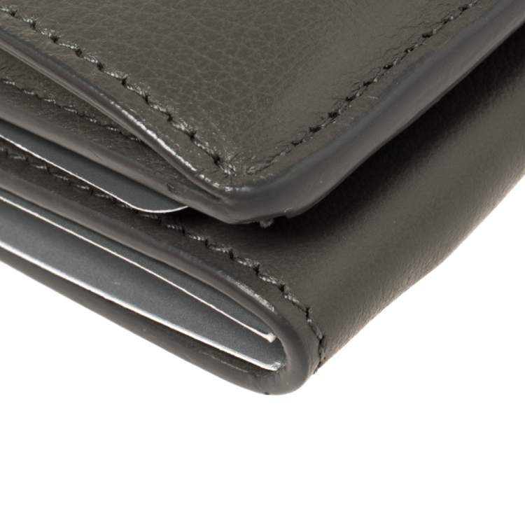 Pre Owned Balenciaga Gris Pyrite Leather Mini Papier Wallet