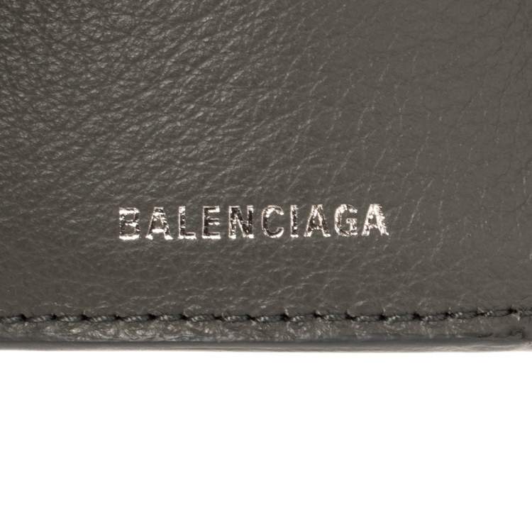 Pre Owned Balenciaga Gris Pyrite Leather Mini Papier Wallet