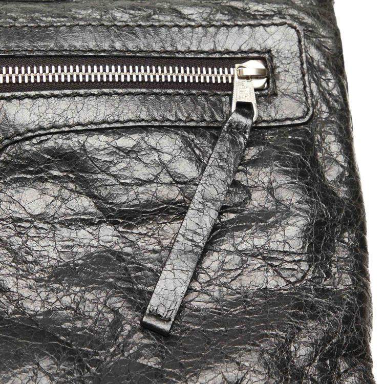 Pre Owned Balenciaga Black Motocross Classic Clip L Leather Clutch Bag