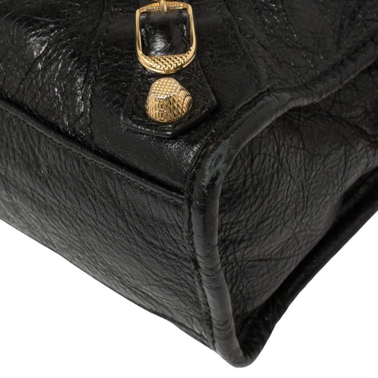 Pre Owned Balenciaga Black Leather Mini Classic City Bag