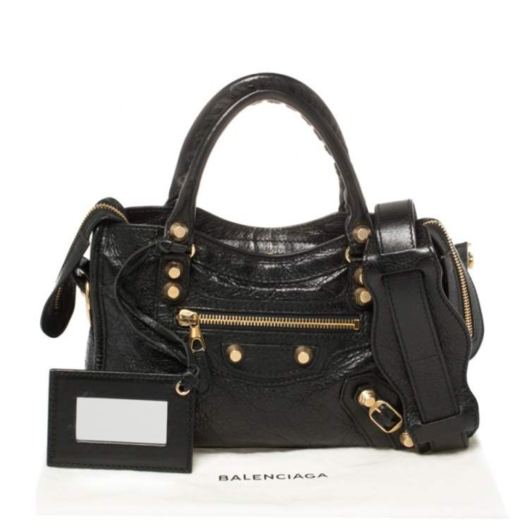Pre Owned Balenciaga Black Leather Mini Classic City Bag