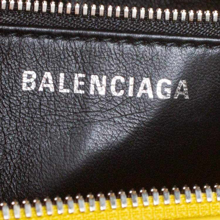 Pre Owned Balenciaga Yellow Leather Small Triangle Duffle Bag