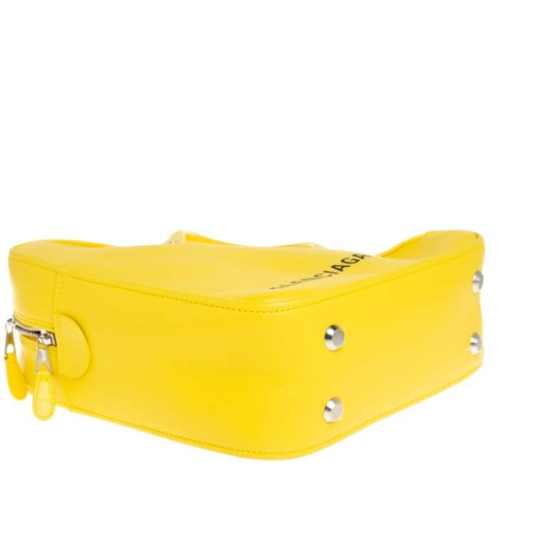 Pre Owned Balenciaga Yellow Leather Small Triangle Duffle Bag