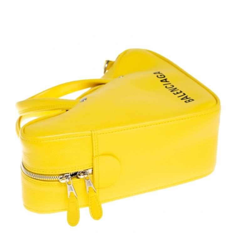 Pre Owned Balenciaga Yellow Leather Small Triangle Duffle Bag