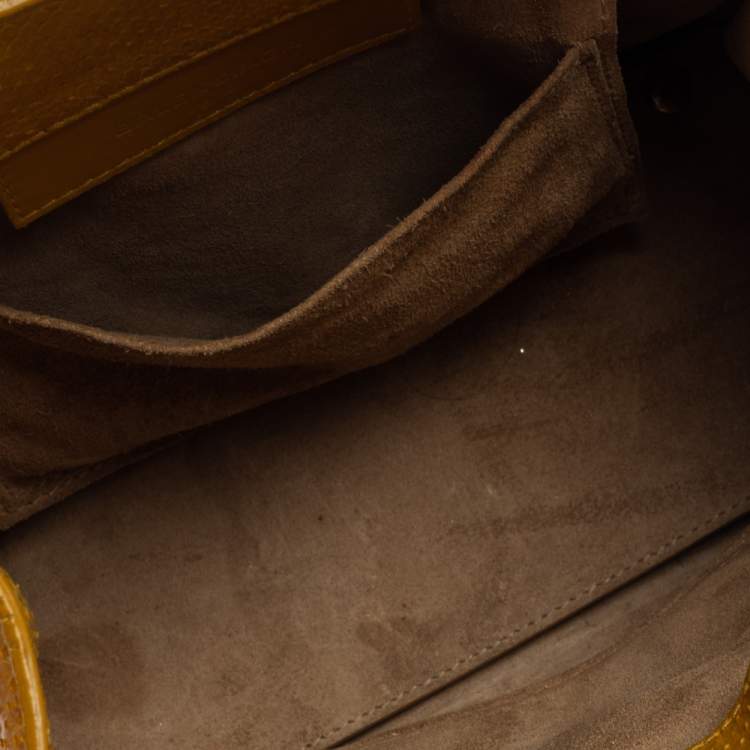 Pre Owned Balenciaga Yellow Python Mini Papier A4 Tote