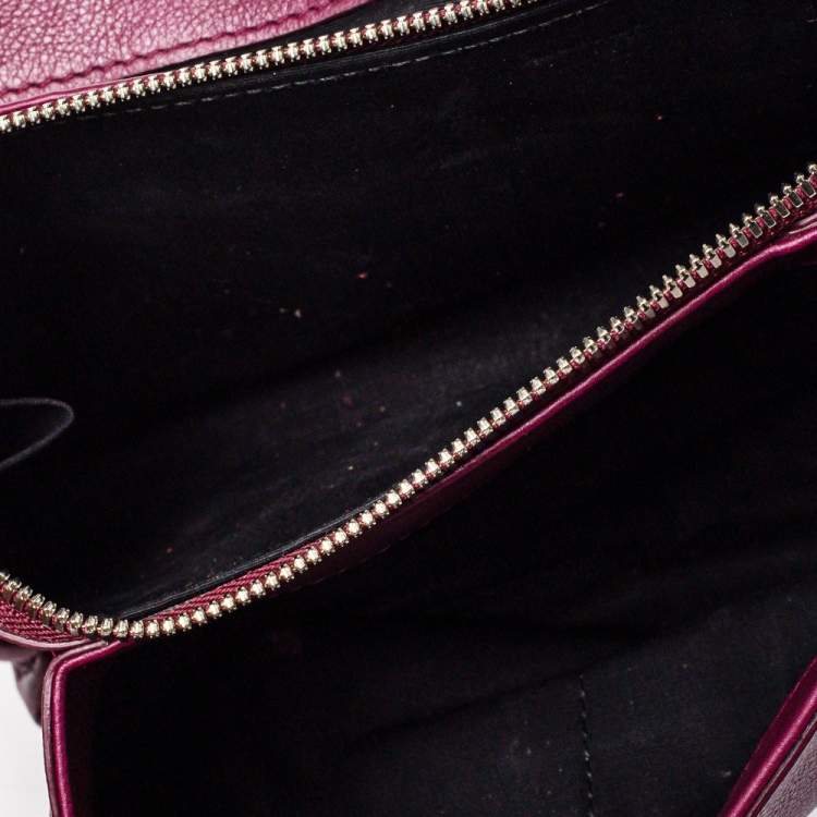 Pre Owned Balenciaga Burgundy Croc Embossed and Leather Le Dix Cartable Top Handle Bag