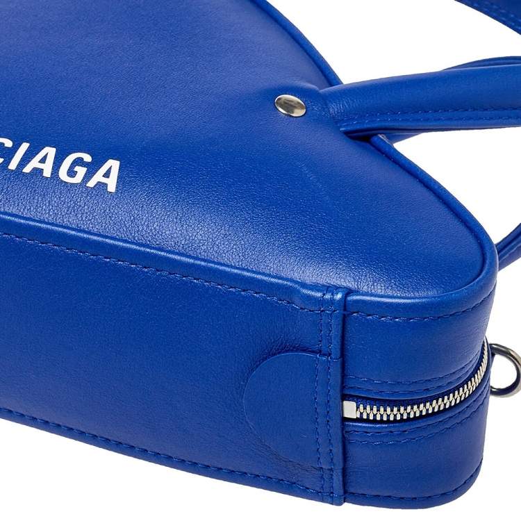 Pre Owned Balenciaga Blue Leather Triangle Electric Duffle Bag