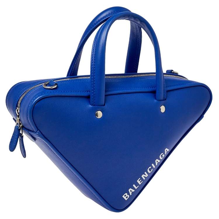 Pre Owned Balenciaga Blue Leather Triangle Electric Duffle Bag