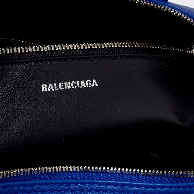 Pre Owned Balenciaga Blue Leather Triangle Electric Duffle Bag