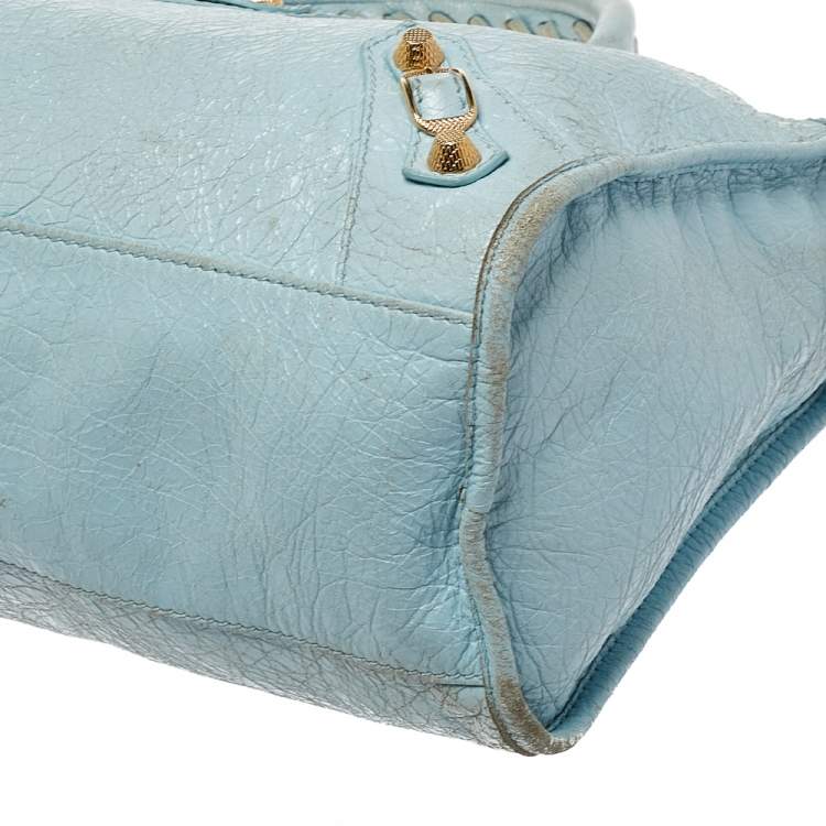 Pre Owned Balenciaga Turquoise Leather RH City Tote