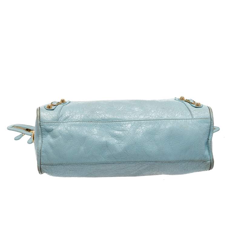 Pre Owned Balenciaga Turquoise Leather RH City Tote