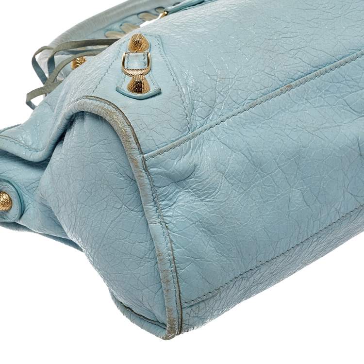 Pre Owned Balenciaga Turquoise Leather RH City Tote