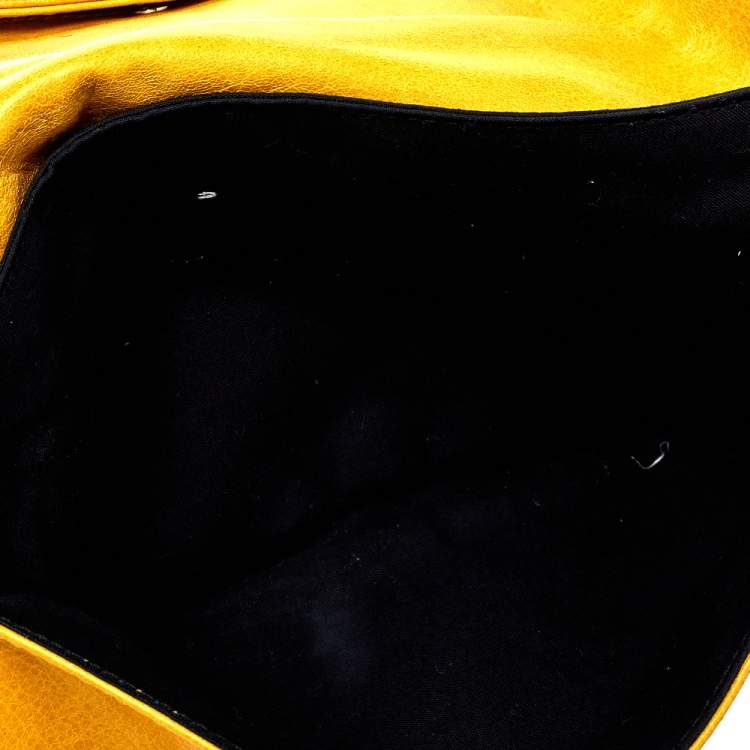 Pre Owned Balenciaga Yellow Leather Motocross Giant 21 Envelope Clutch