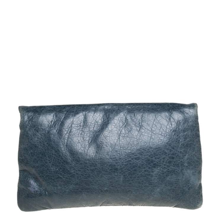 Pre Owned Balenciaga  Vert Menthe Leather Motocross Giant 21 Envelope Clutch
