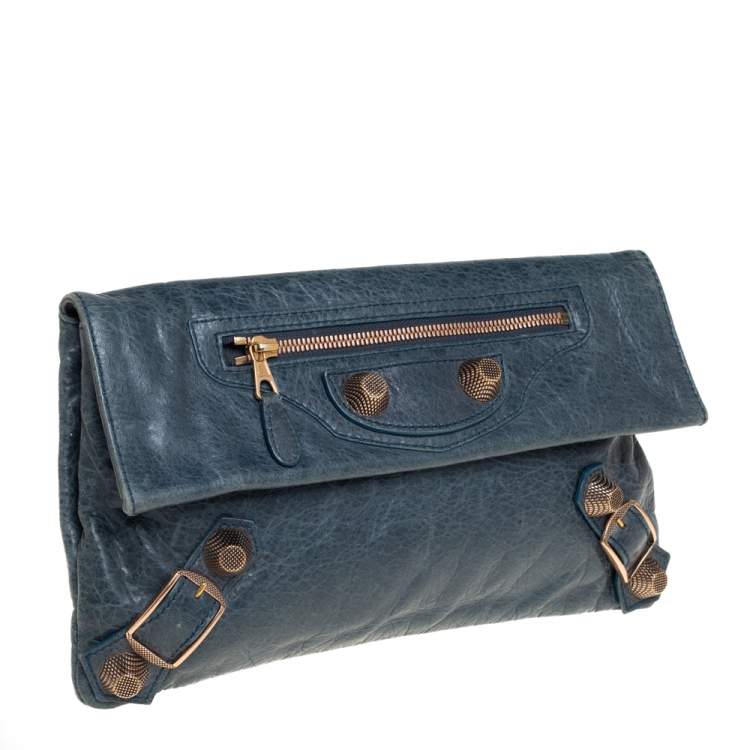 Pre Owned Balenciaga  Vert Menthe Leather Motocross Giant 21 Envelope Clutch