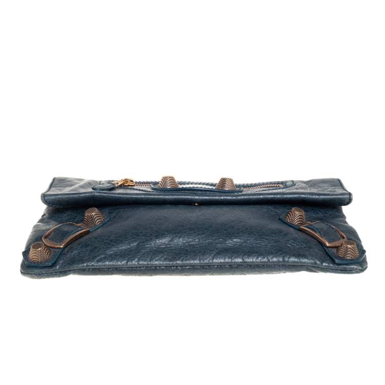 Pre Owned Balenciaga  Vert Menthe Leather Motocross Giant 21 Envelope Clutch
