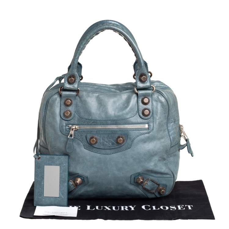 Pre Owned Balenciaga Grey Leather Giant Street Bowler Bag