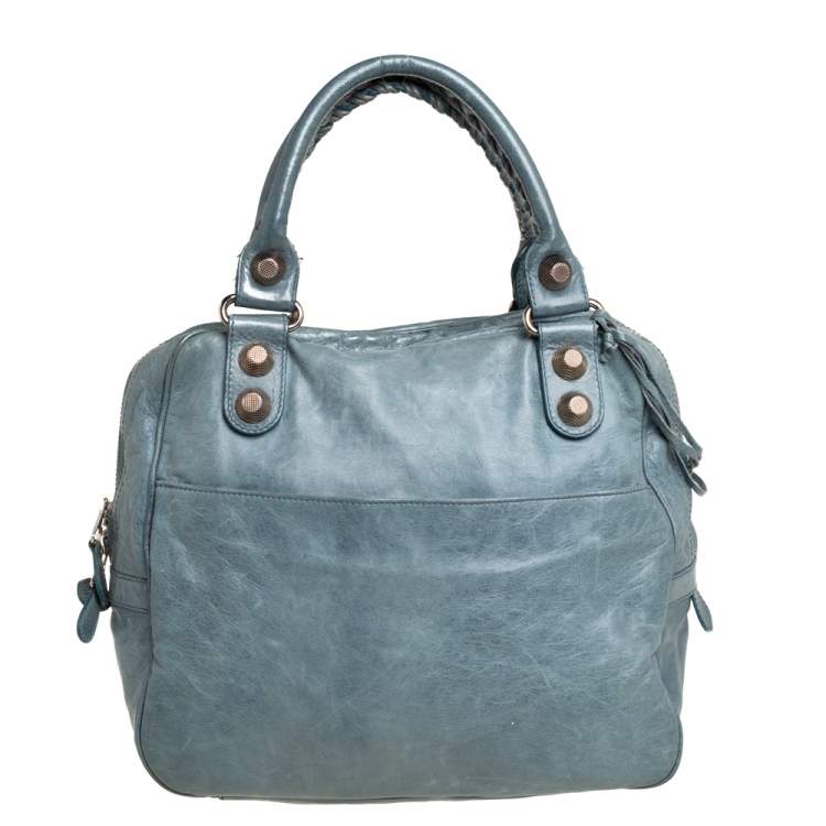 Pre Owned Balenciaga Grey Leather Giant Street Bowler Bag