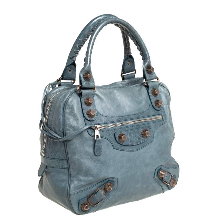 Pre Owned Balenciaga Grey Leather Giant Street Bowler Bag