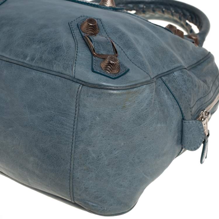 Pre Owned Balenciaga Grey Leather Giant Street Bowler Bag