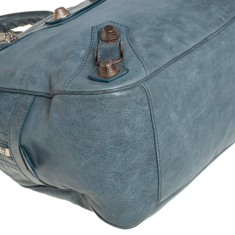 Pre Owned Balenciaga Grey Leather Giant Street Bowler Bag
