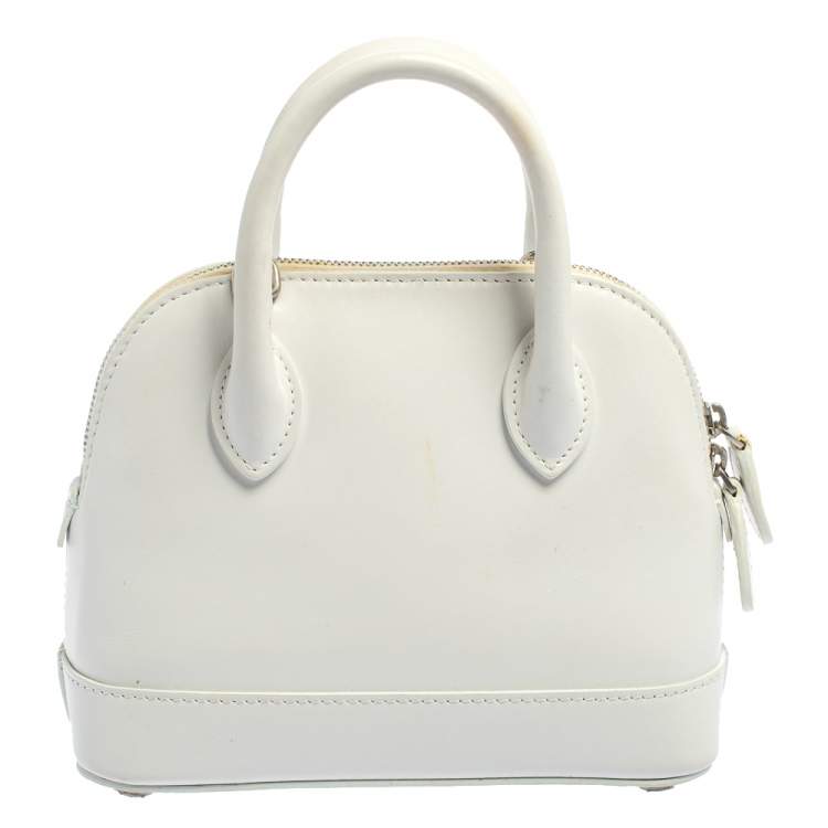 مملوكة مسبقًا Balenciaga White Leather XXS Ville Logo Satchel