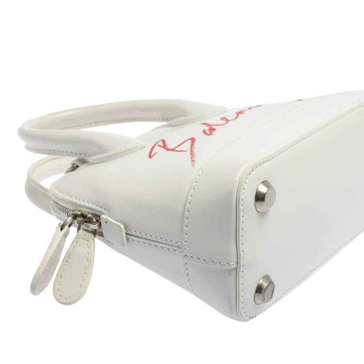مملوكة مسبقًا Balenciaga White Leather XXS Ville Logo Satchel