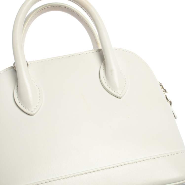 مملوكة مسبقًا Balenciaga White Leather XXS Ville Logo Satchel