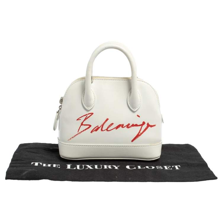 مملوكة مسبقًا Balenciaga White Leather XXS Ville Logo Satchel