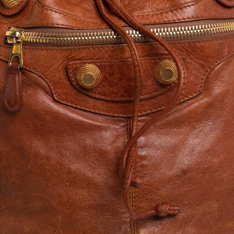 Pre Owned Balenciaga Brown Leather SGH Pompon Hobo