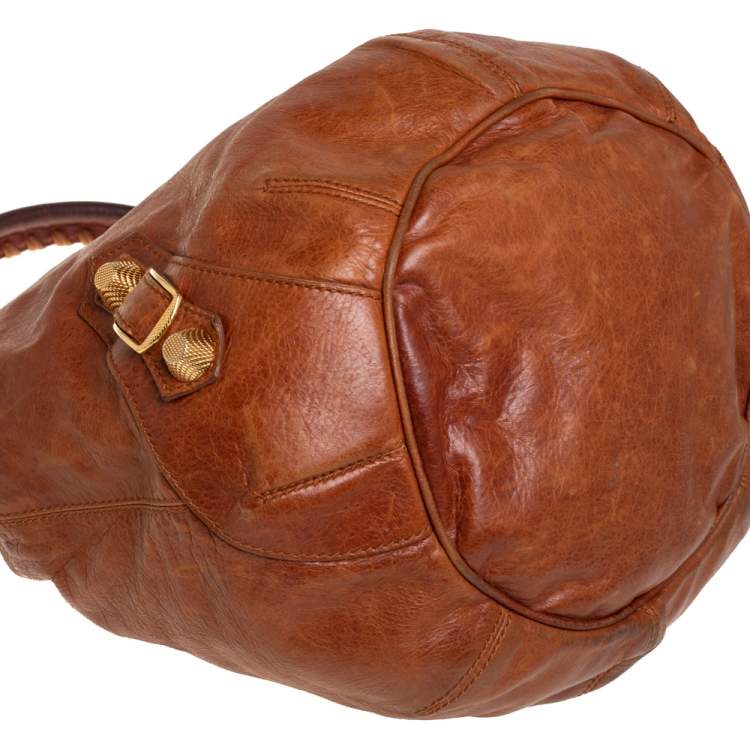 Pre Owned Balenciaga Brown Leather SGH Pompon Hobo