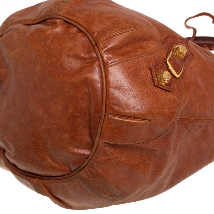 Pre Owned Balenciaga Brown Leather SGH Pompon Hobo