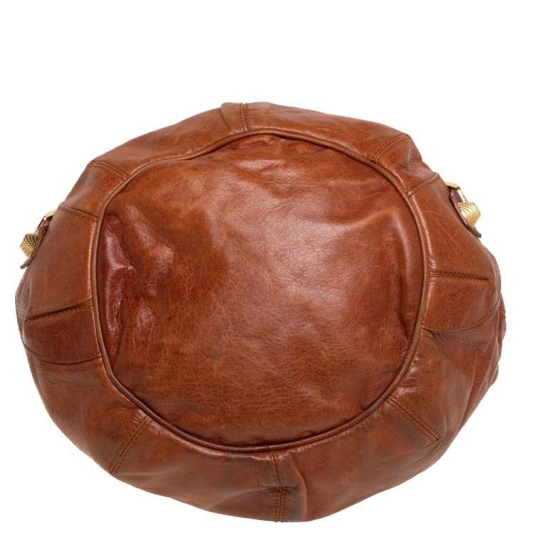 Pre Owned Balenciaga Brown Leather SGH Pompon Hobo