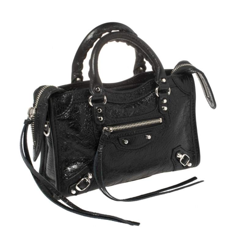 Pre Owned Balenciaga Black Leather Classic Nano City Tote Bag