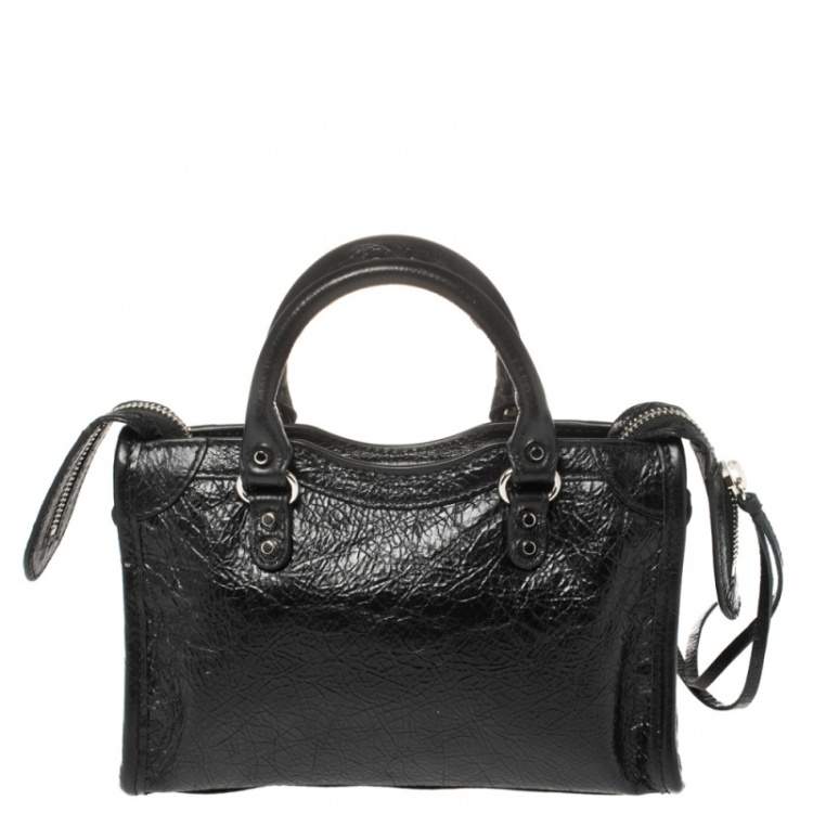 Pre Owned Balenciaga Black Leather Classic Nano City Tote Bag
