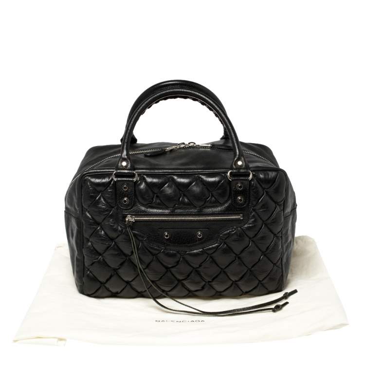 Pre Owned Balenciaga Black Matelassé Leather RH MM Bag