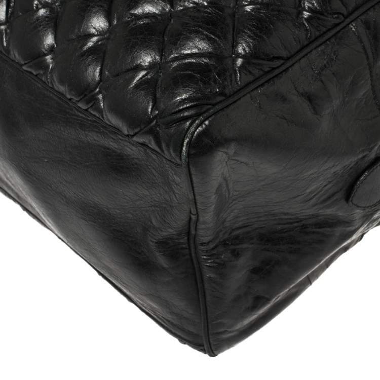 Pre Owned Balenciaga Black Matelassé Leather RH MM Bag